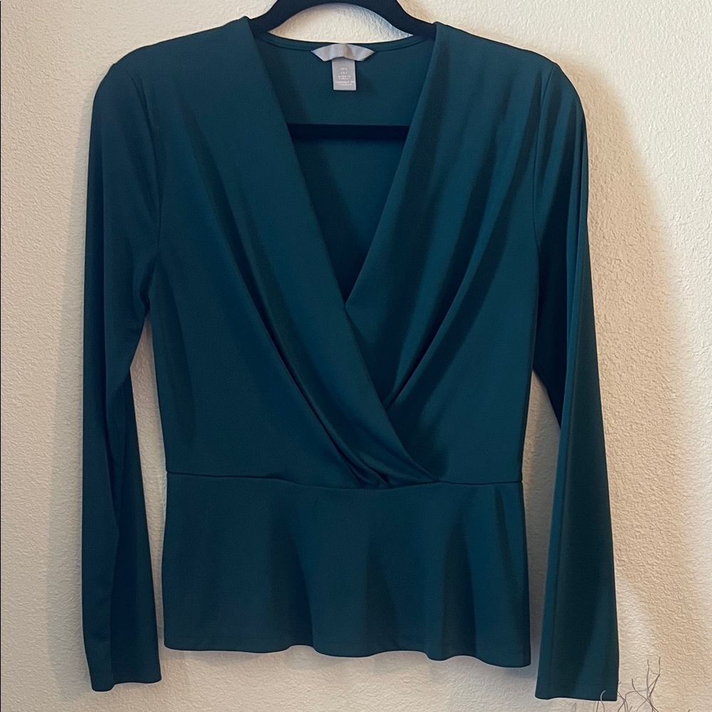 H&M Deep Teal Wrap Blouse